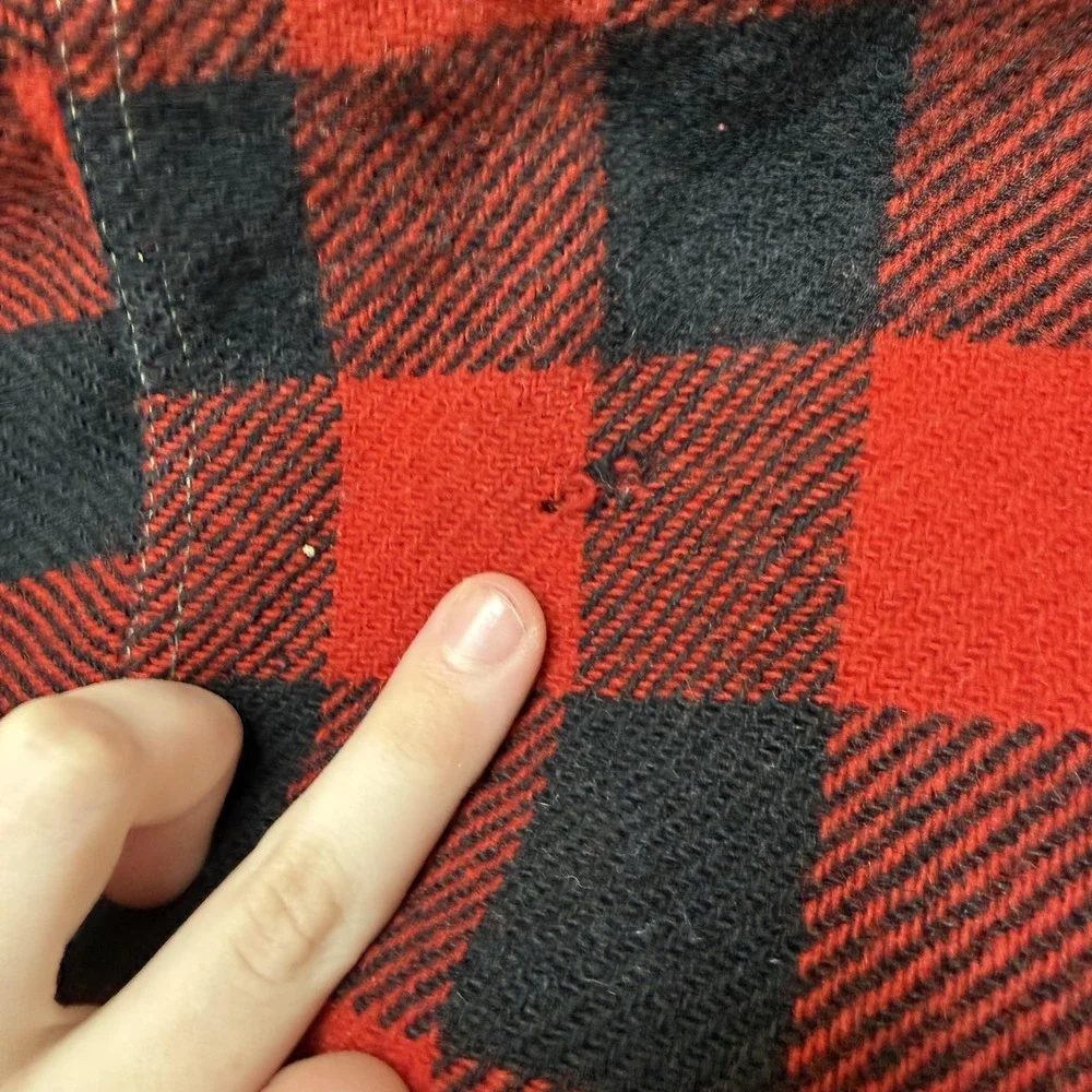 Vintage Buffalo Plaid Shirt Mens Large Red Wool Flannel Long Sleeve Button Up